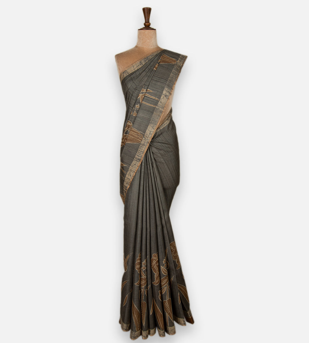 Grey Tussar Saree