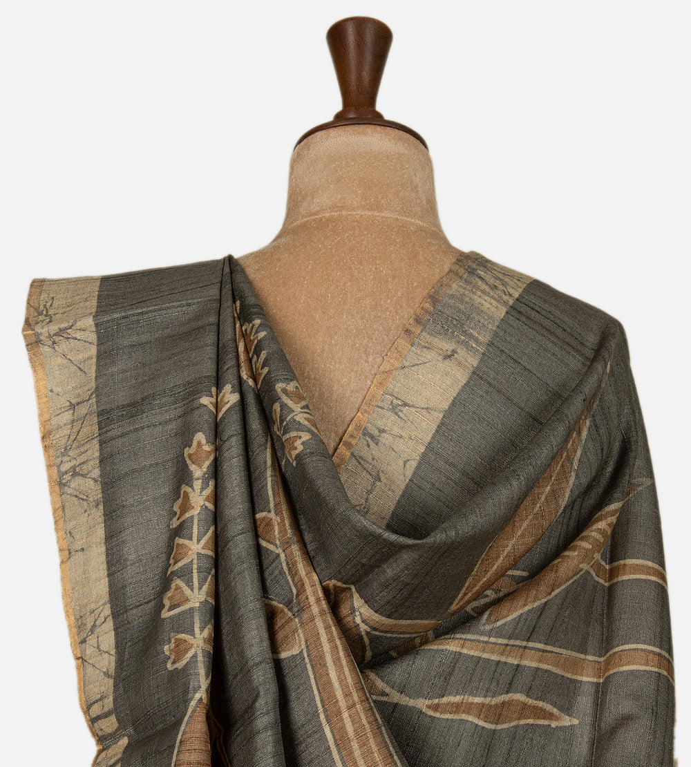 Grey Tussar Saree