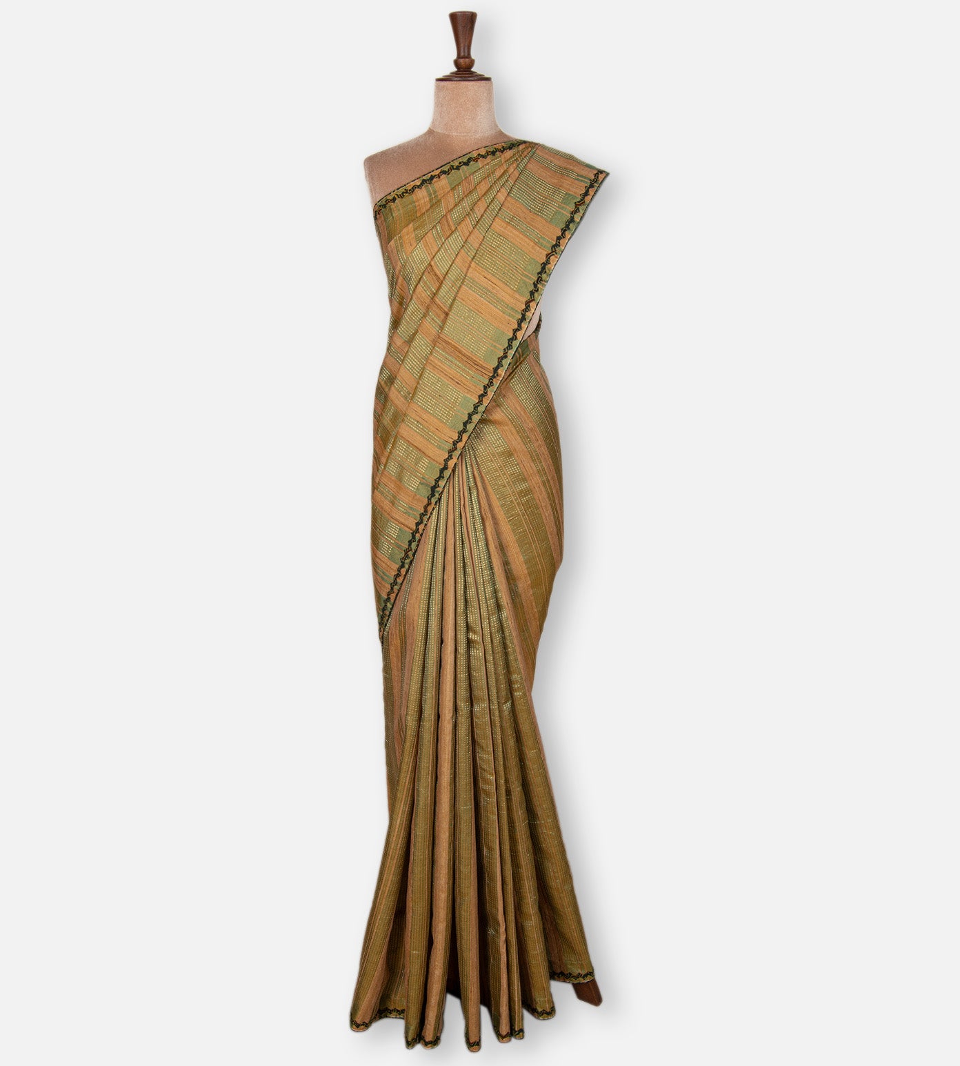 Green and Beige Tussar Saree