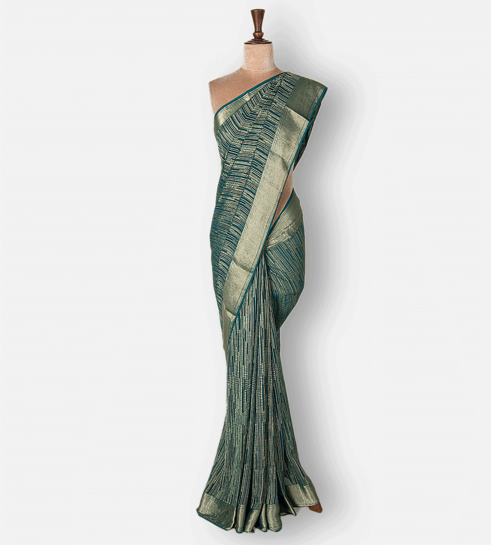 Deep Teal Crepe Saree
