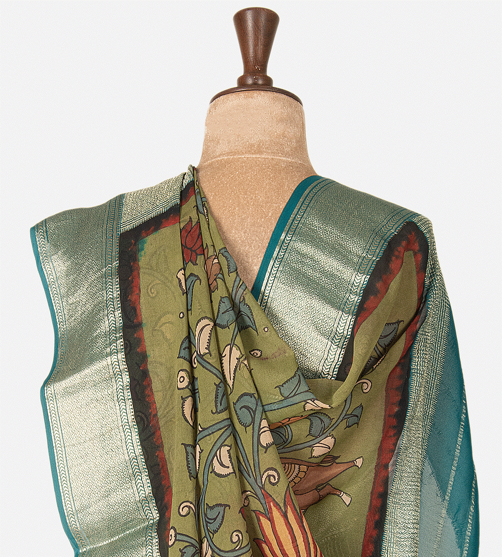 Deep Teal Crepe Saree