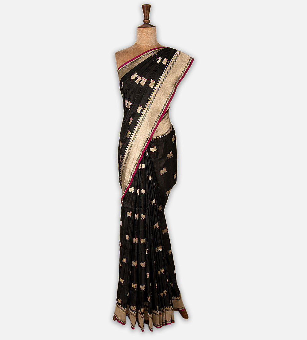 Black Banarasi Silk Saree