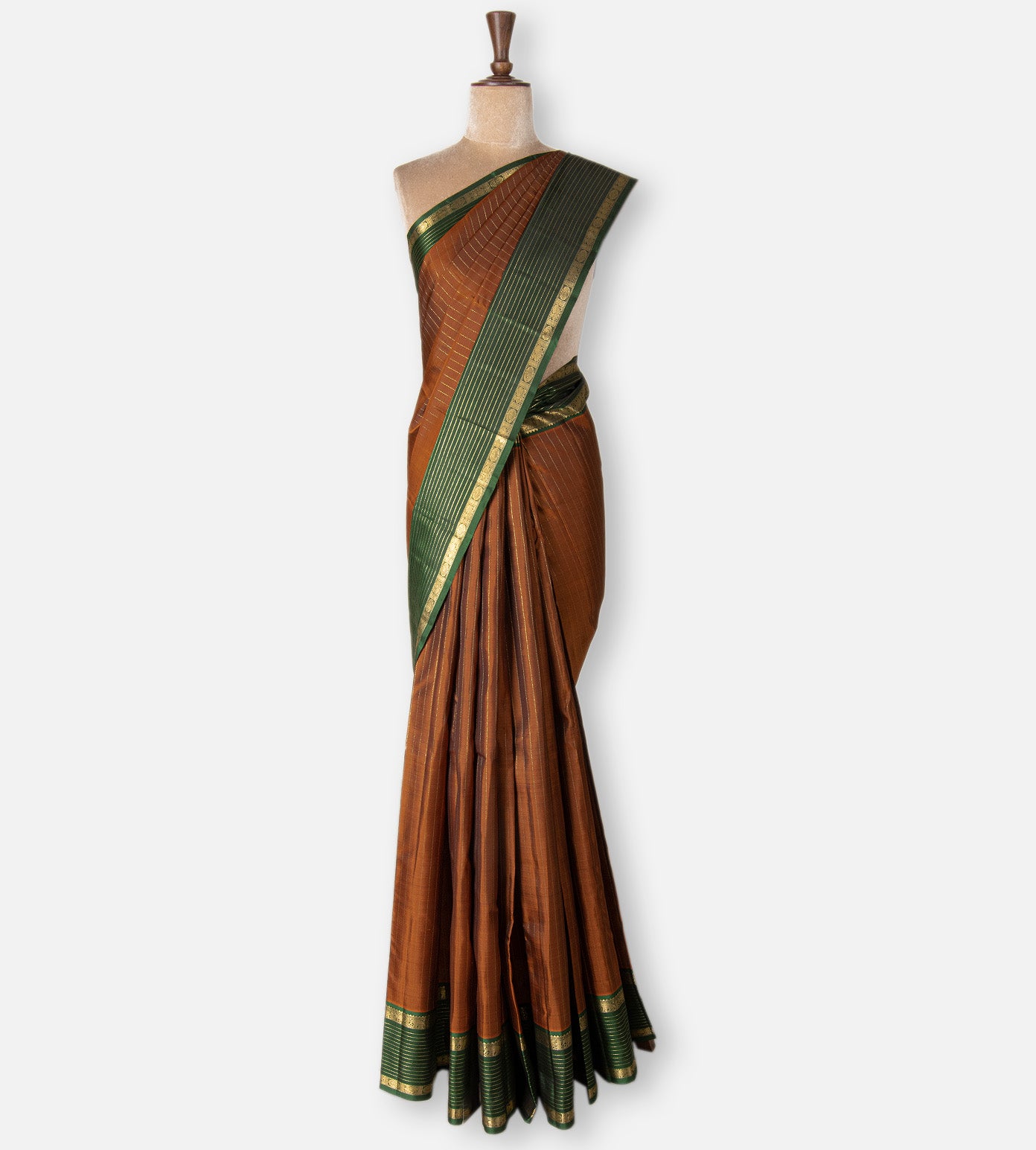 Rust Red Kanchipuram Silk Saree