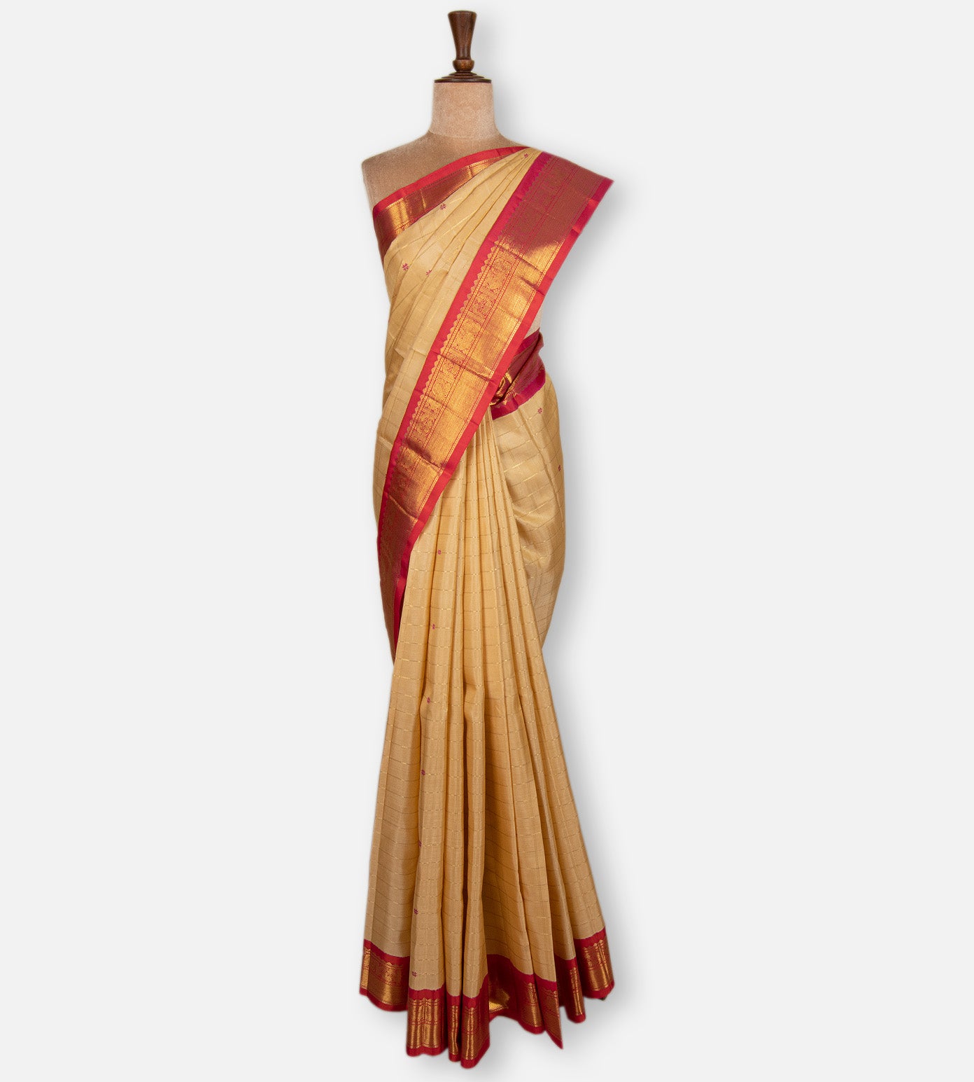 Beige Kanchipuram Silk Saree