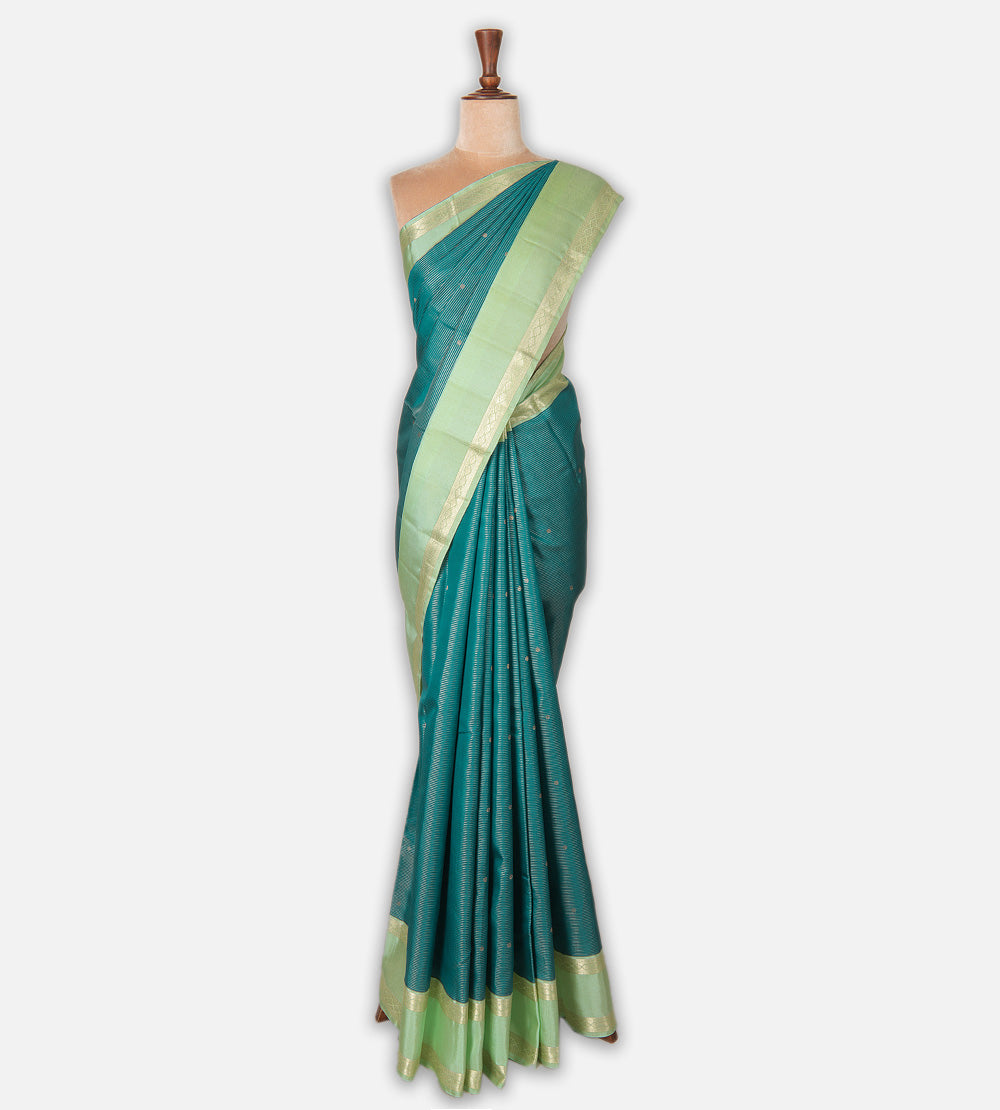 Deep Teal Kanchipuram Silk Saree