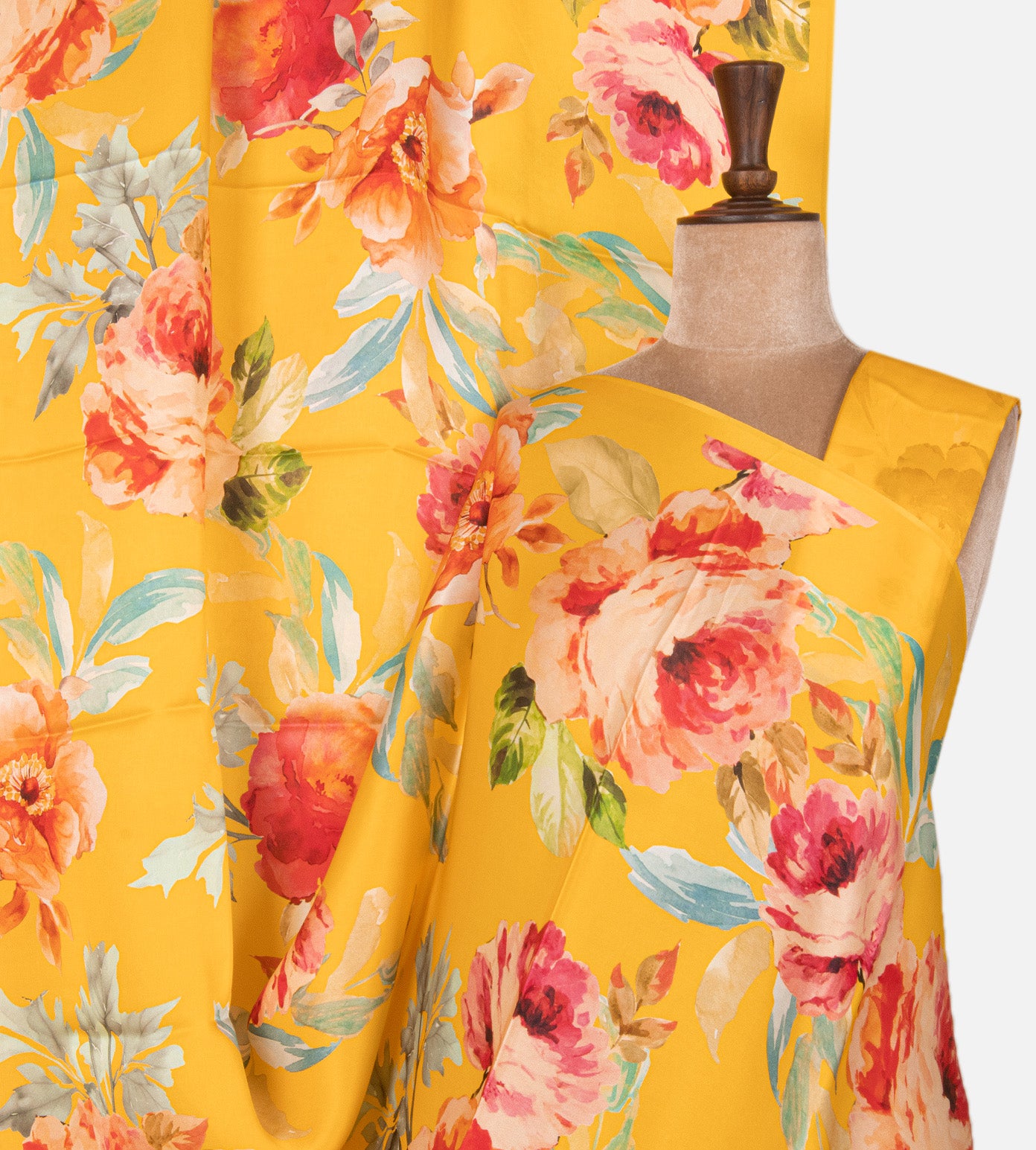 Yellow Satin Crepe Saree