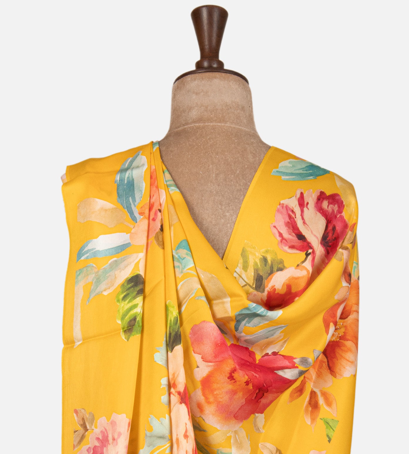 Yellow Satin Crepe Saree