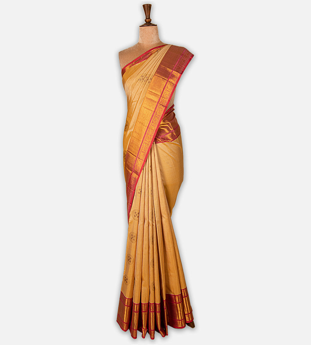 Deep Creme Kanchipuram Silk Saree