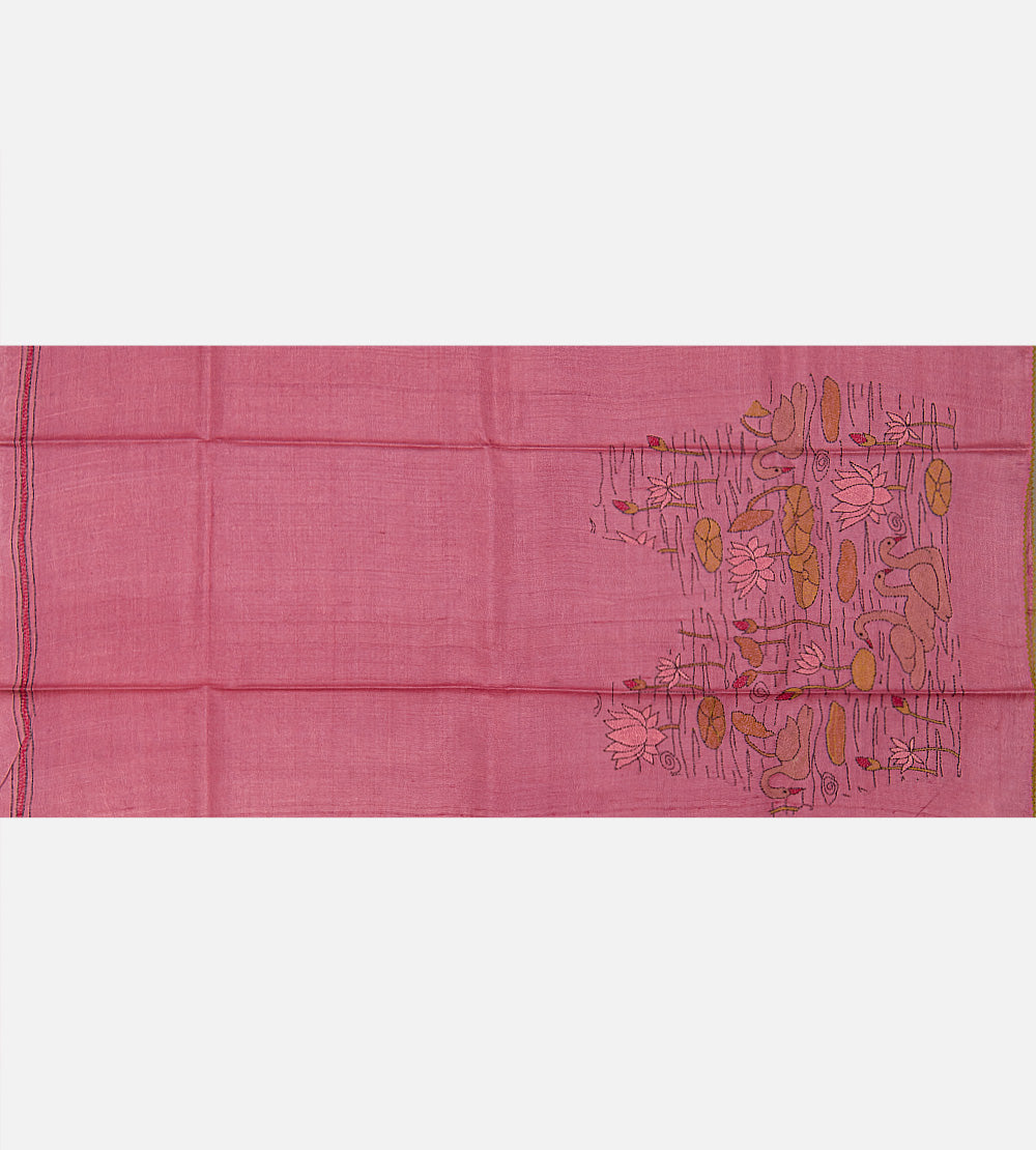 Lotus Pink Tussar Saree