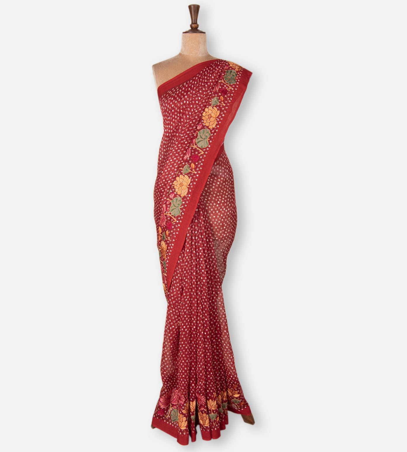 Red Linen Saree