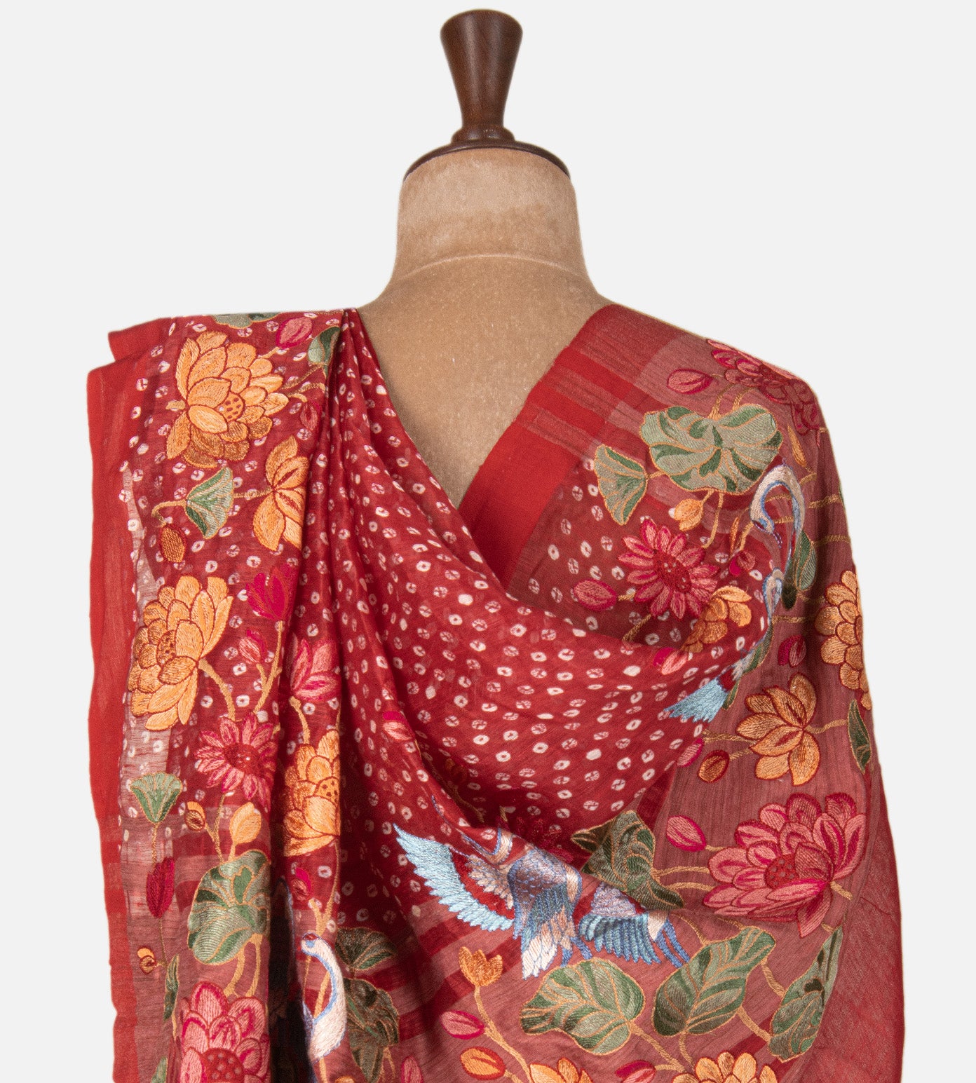 Red Linen Saree