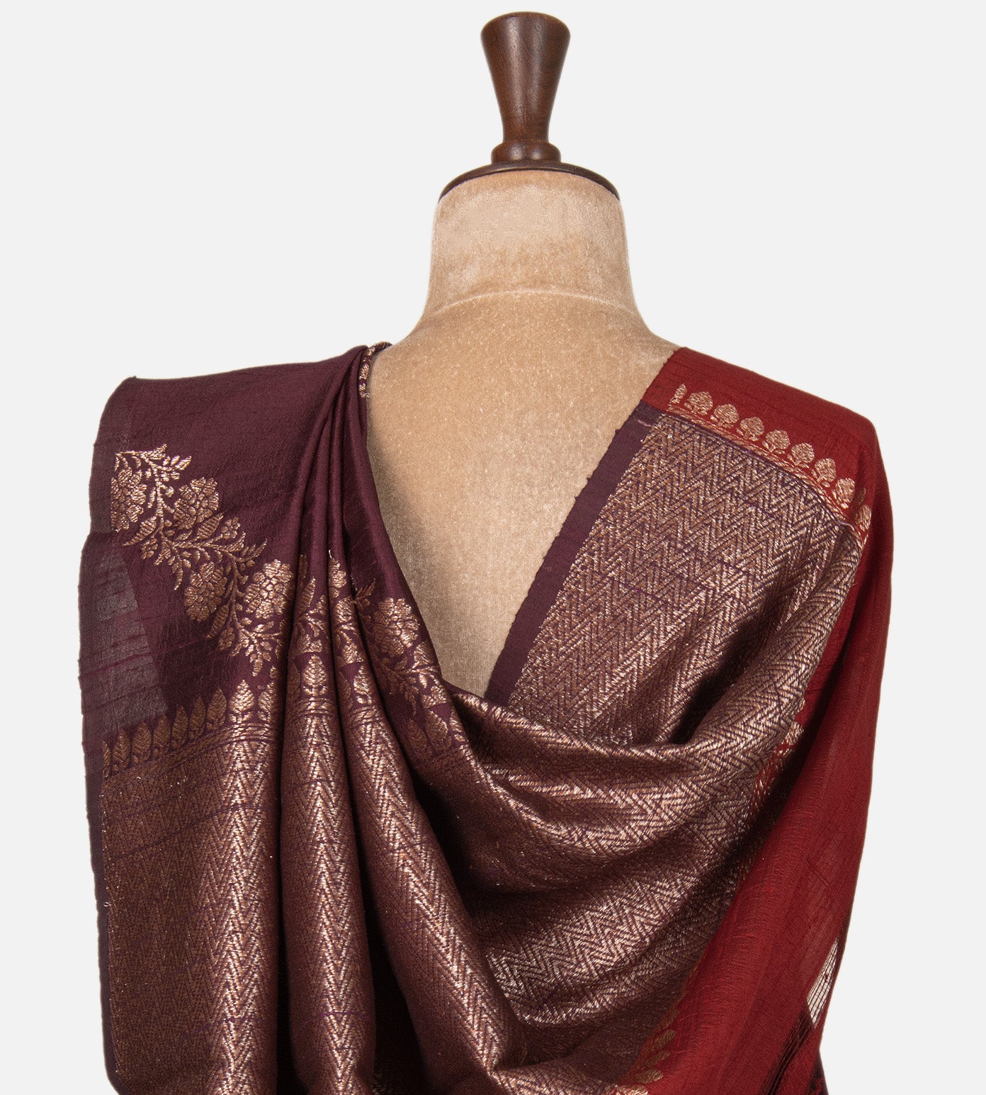 Aubergine Purple Banarasi Tussar Saree