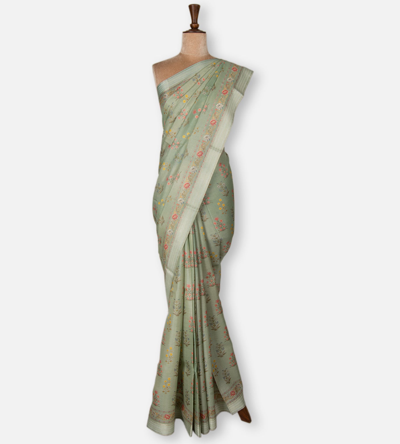 Pistachio Green Tussar Saree