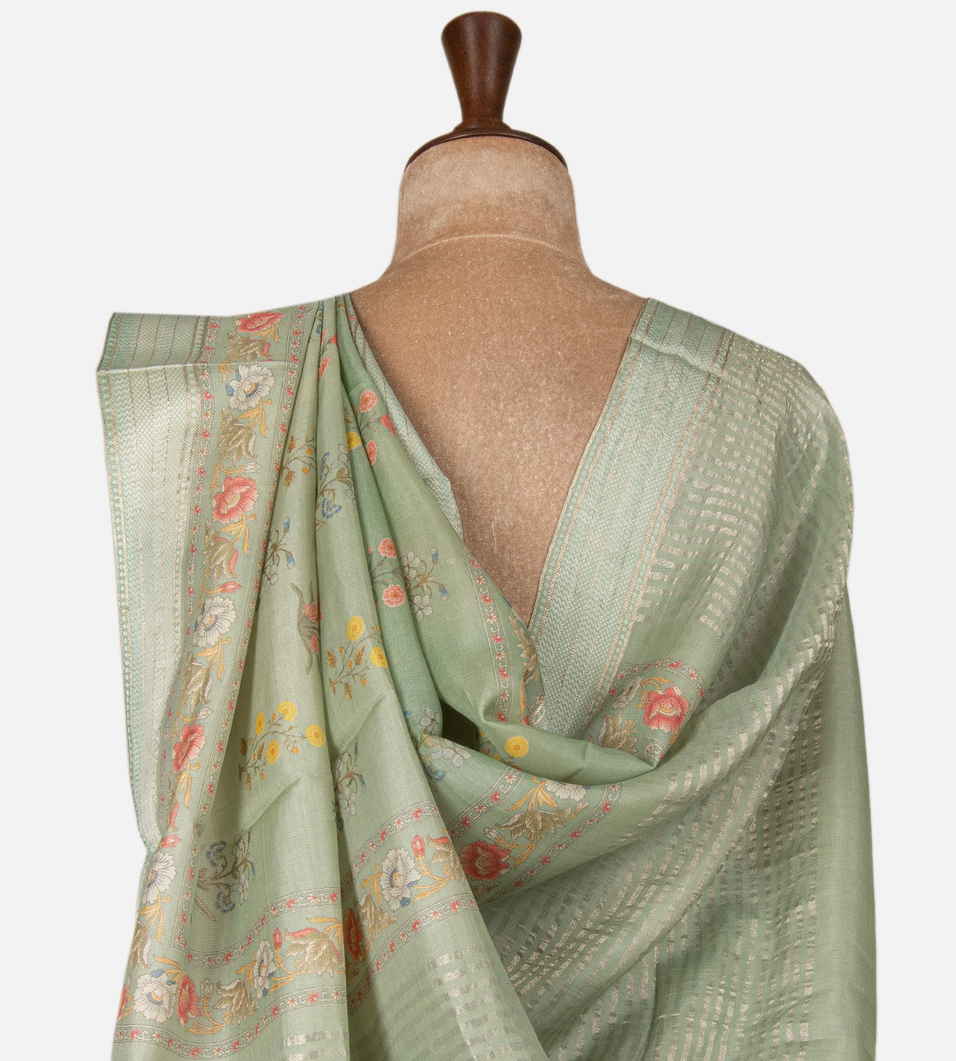 Pistachio Green Tussar Saree