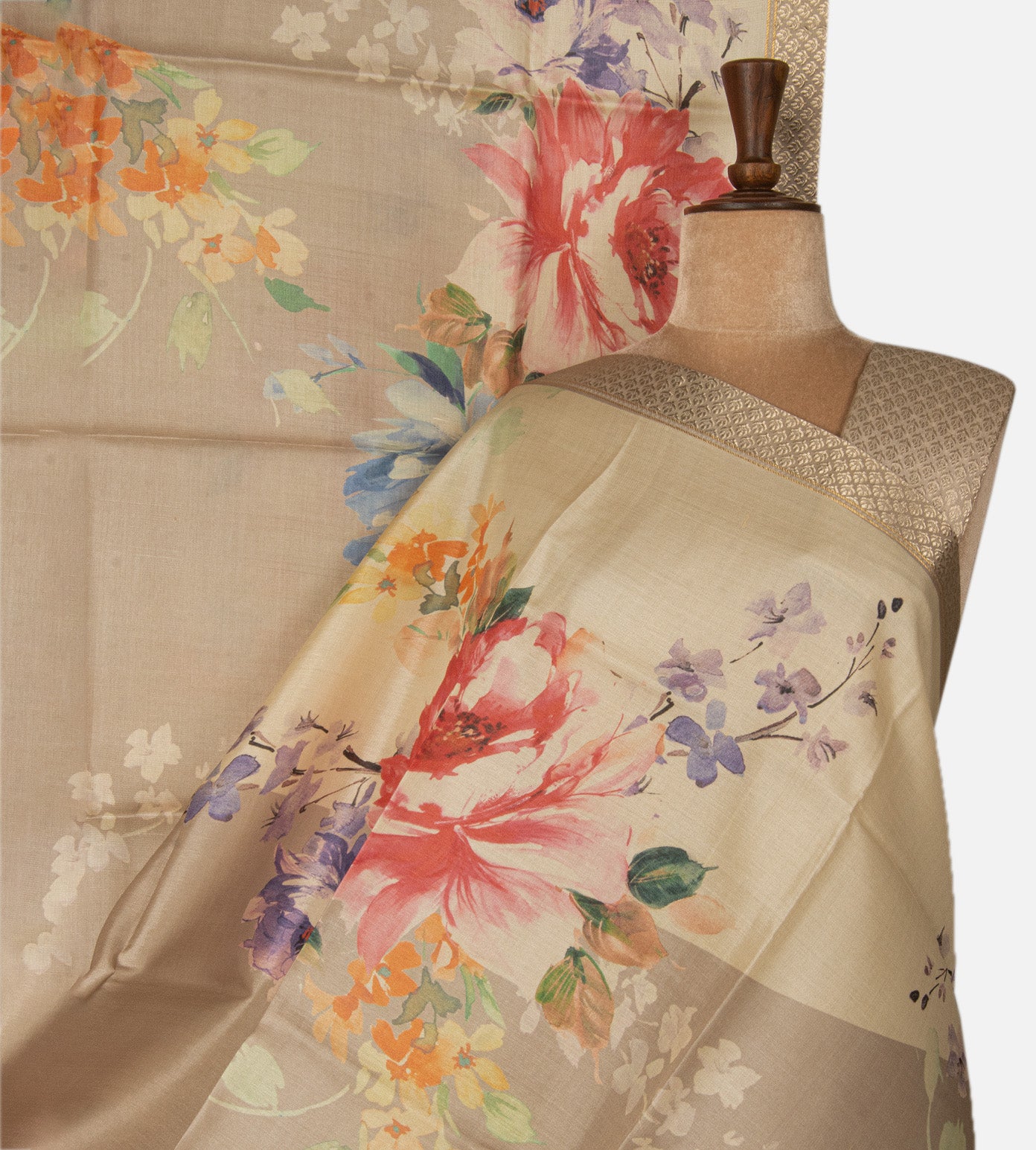 Beige Tussar Saree