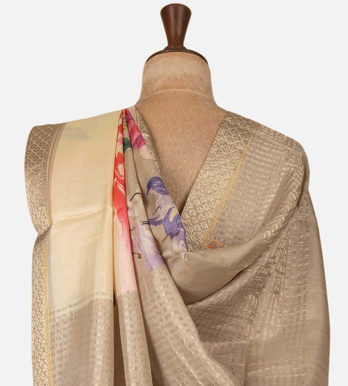 Beige Tussar Saree