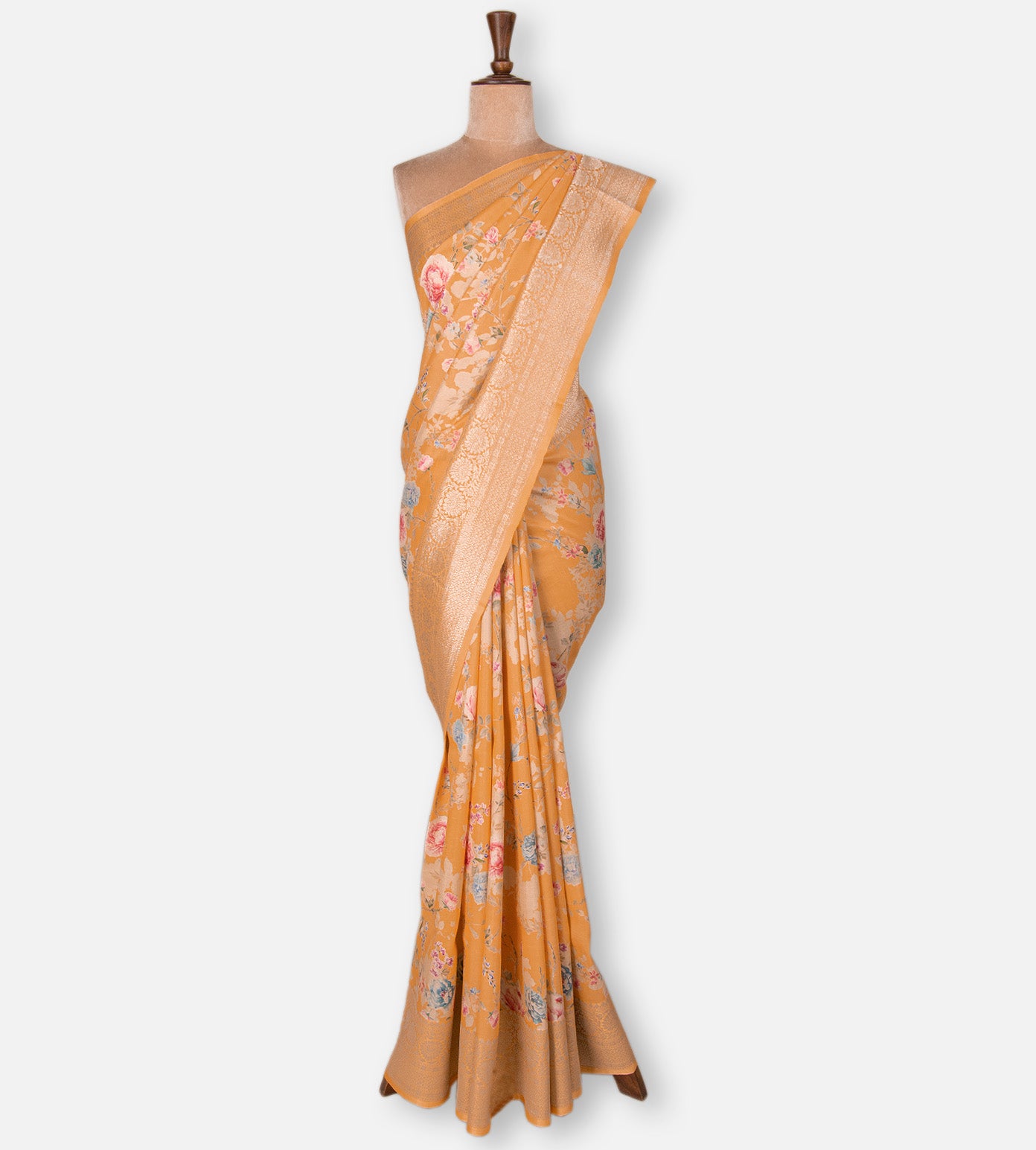 Pastel Orange Kattan Silk Saree