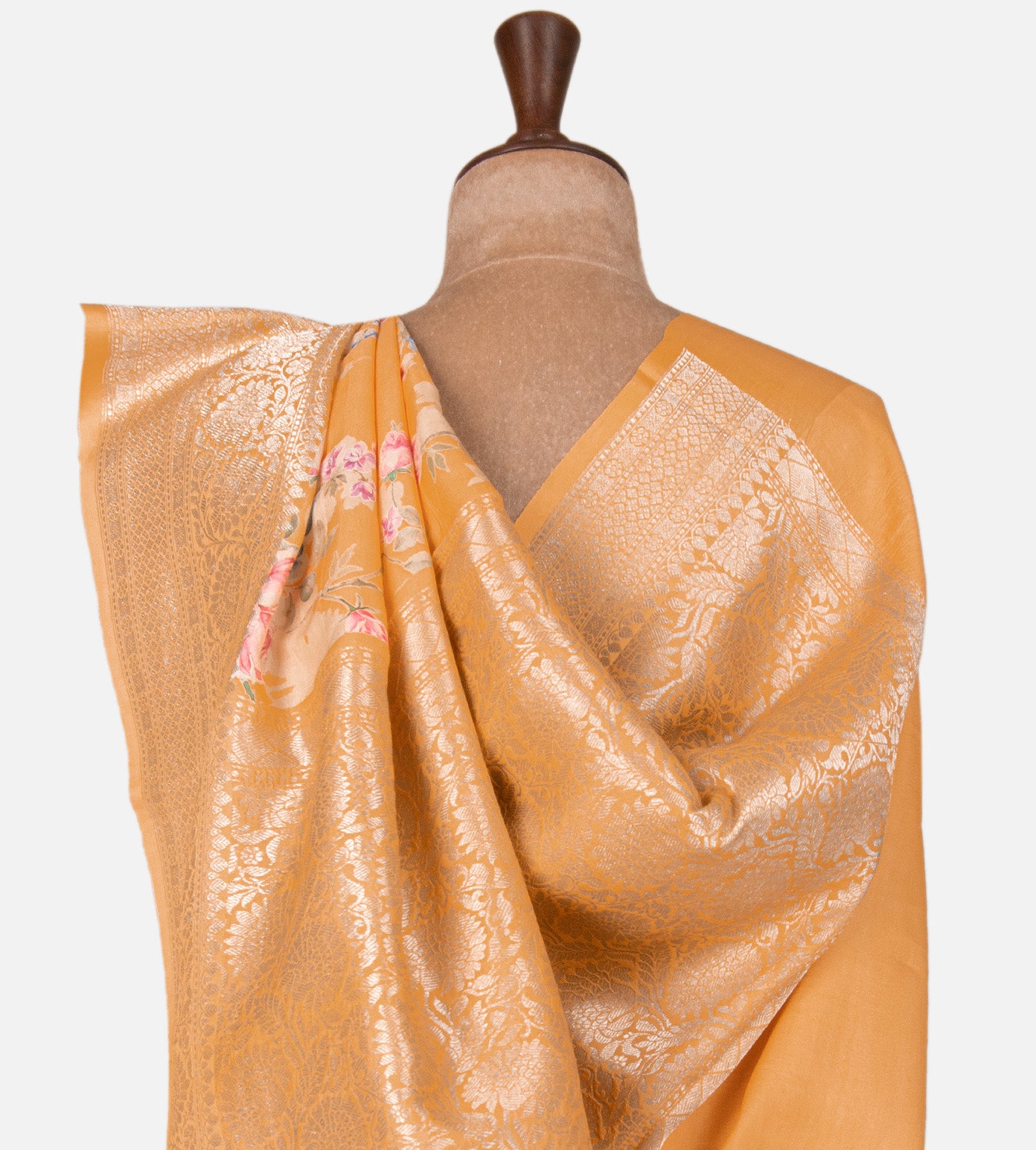 Pastel Orange Kattan Silk Saree