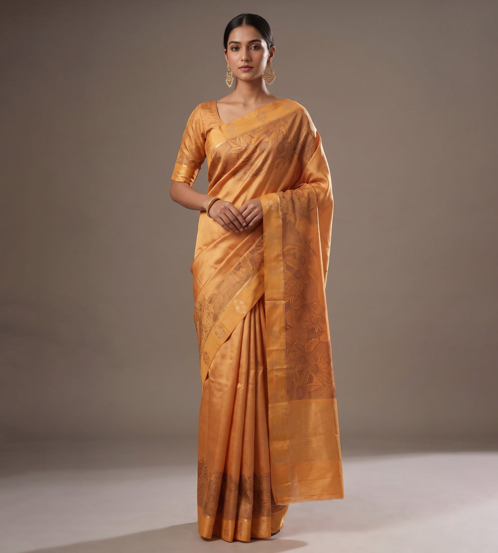 Pastel Orange Tussar Saree