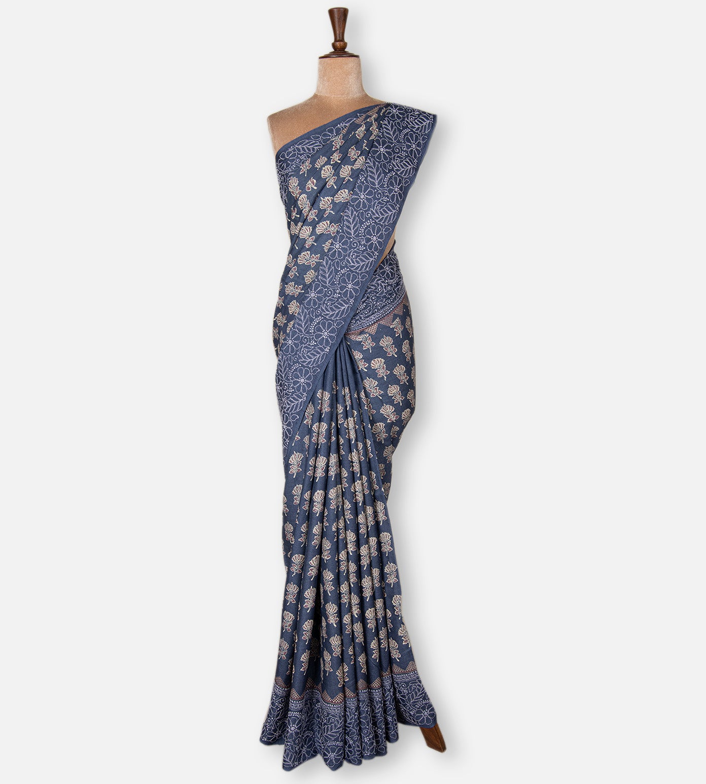 Blue Tussar Saree
