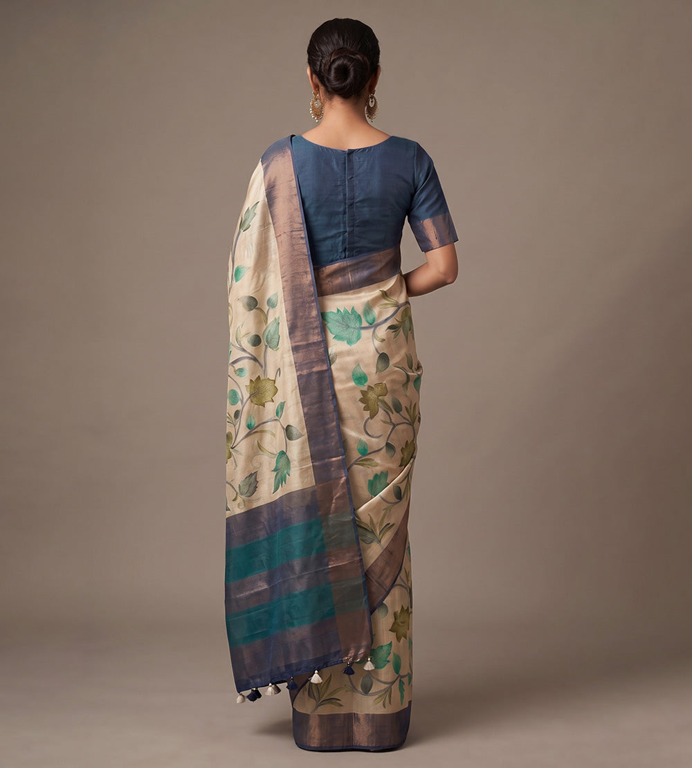 Off-White Tussar Saree