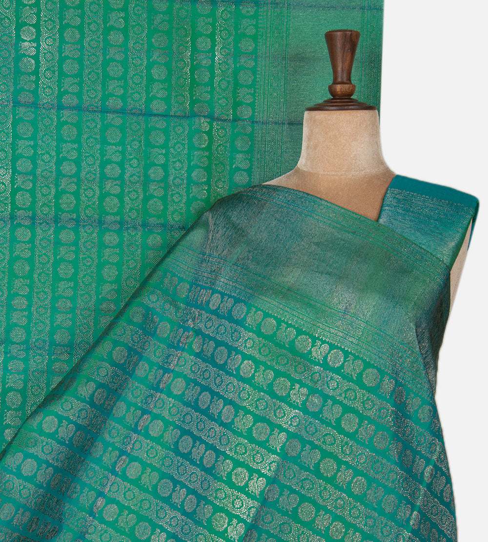 Peacock Blue Kanchipuram Silk Saree