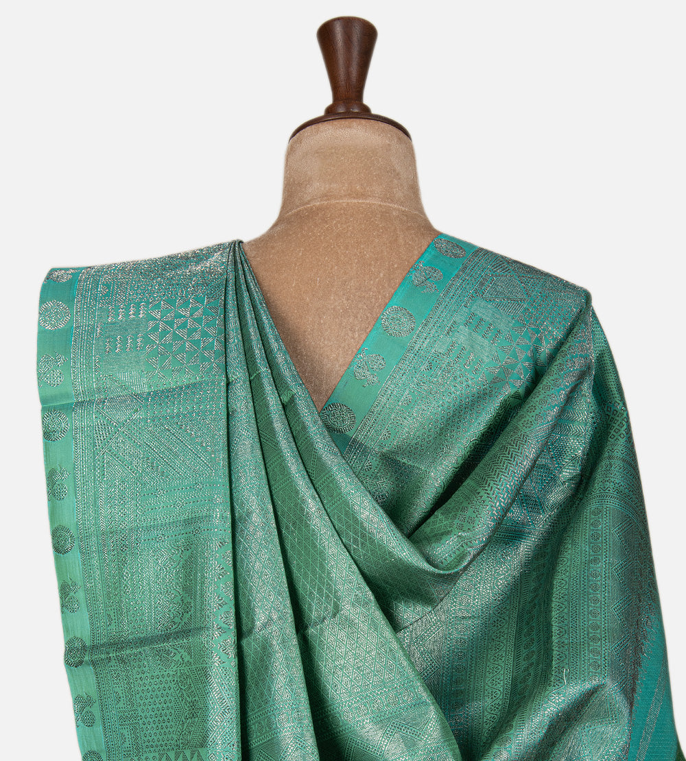 Turquoise Blue Kanchipuram Silk Saree
