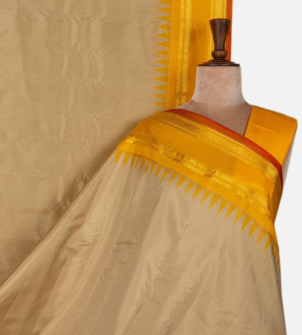 Dark Beige Gadwal Silk Saree