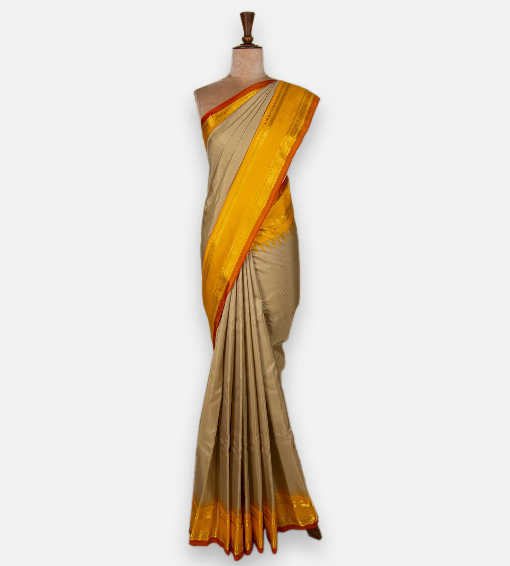 Dark Beige Gadwal Silk Saree