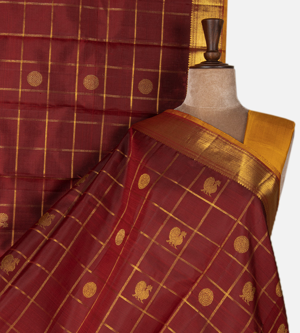 Maroon Kanchipuram Silk Saree