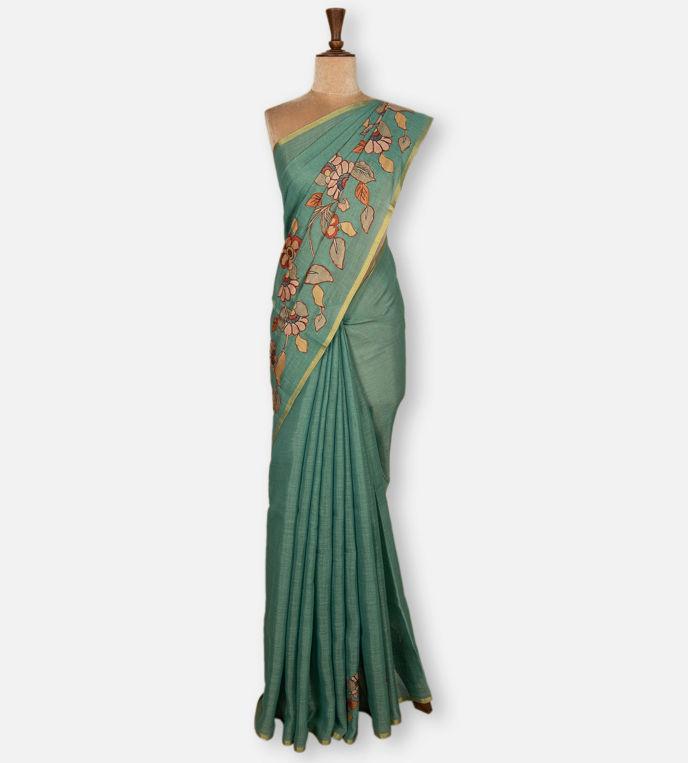 Blue Linen Cotton Saree