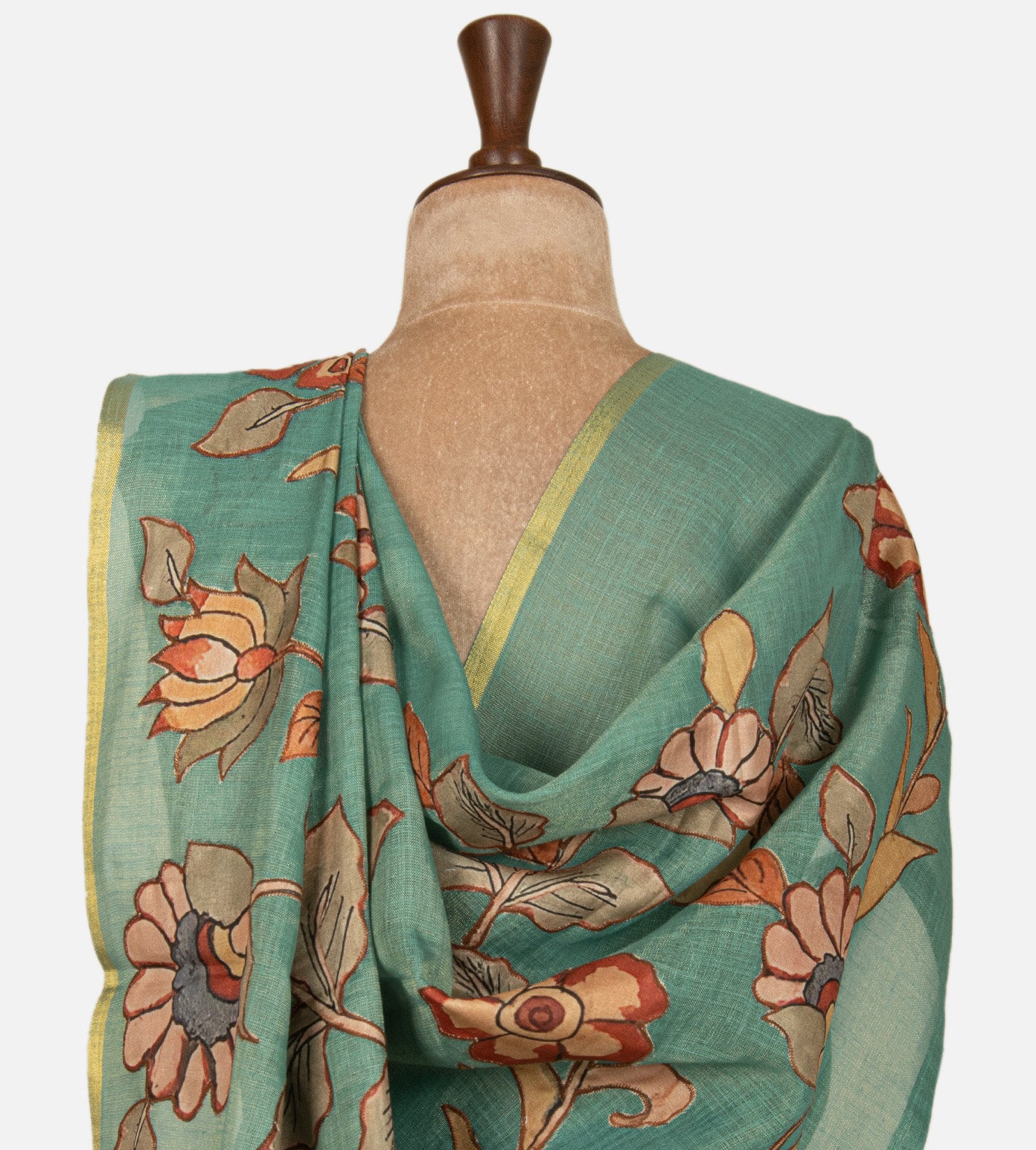 Blue Linen Cotton Saree