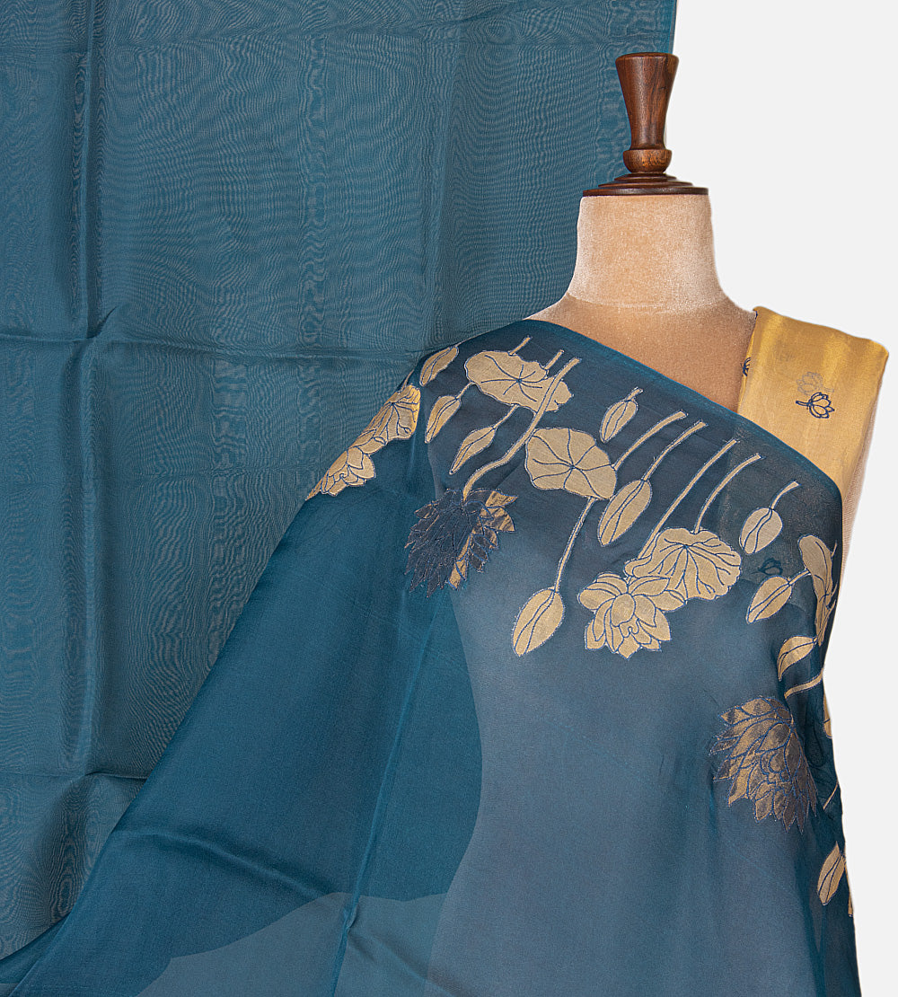 Blue Organza Saree