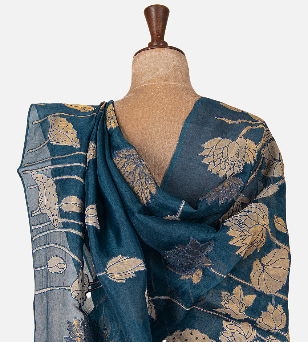 Blue Organza Saree