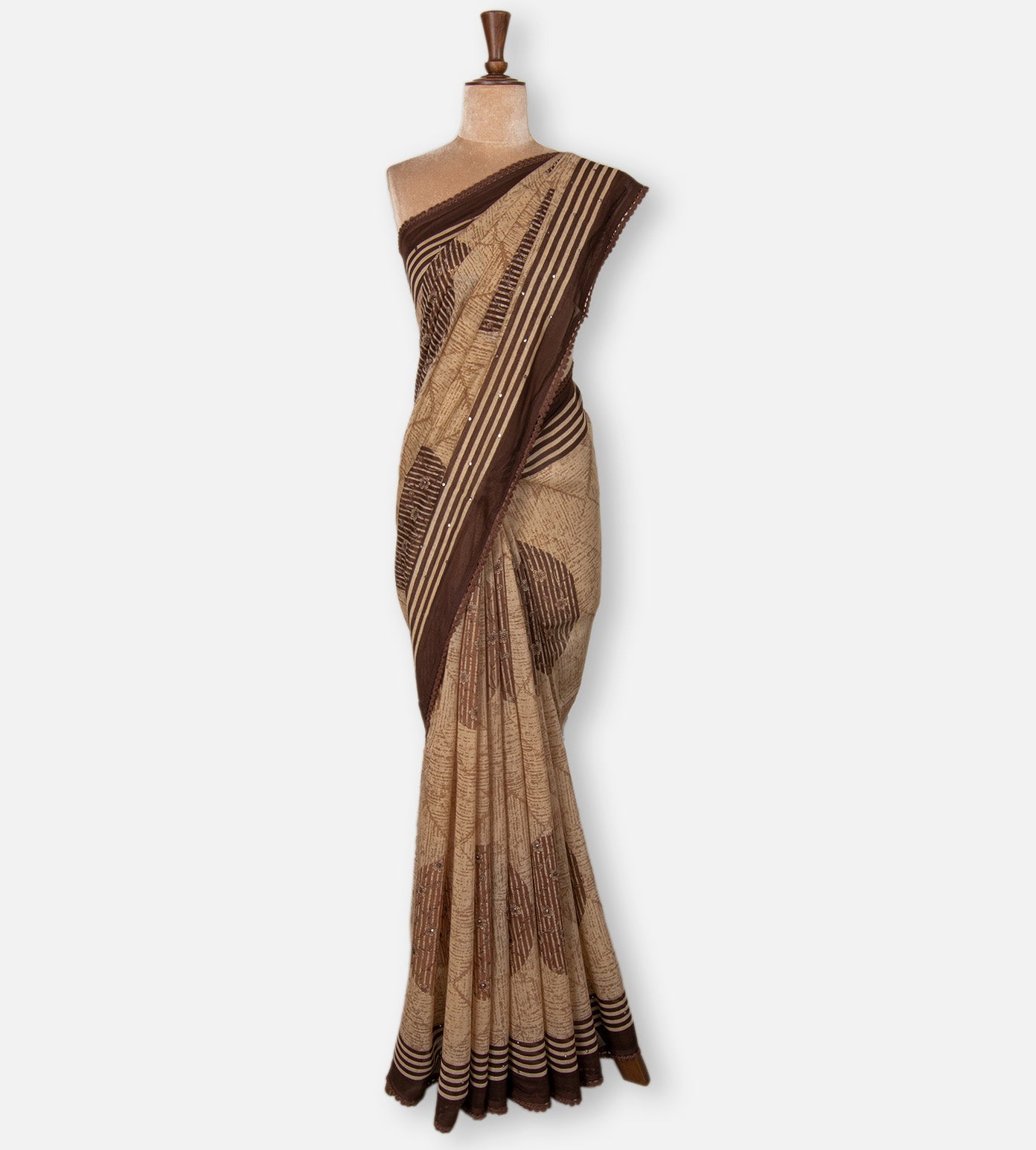 Beige Chanderi Cotton Saree