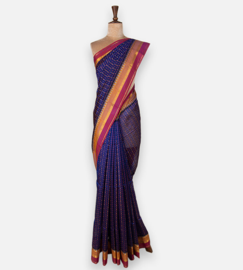 Blue Cotton Silk Saree