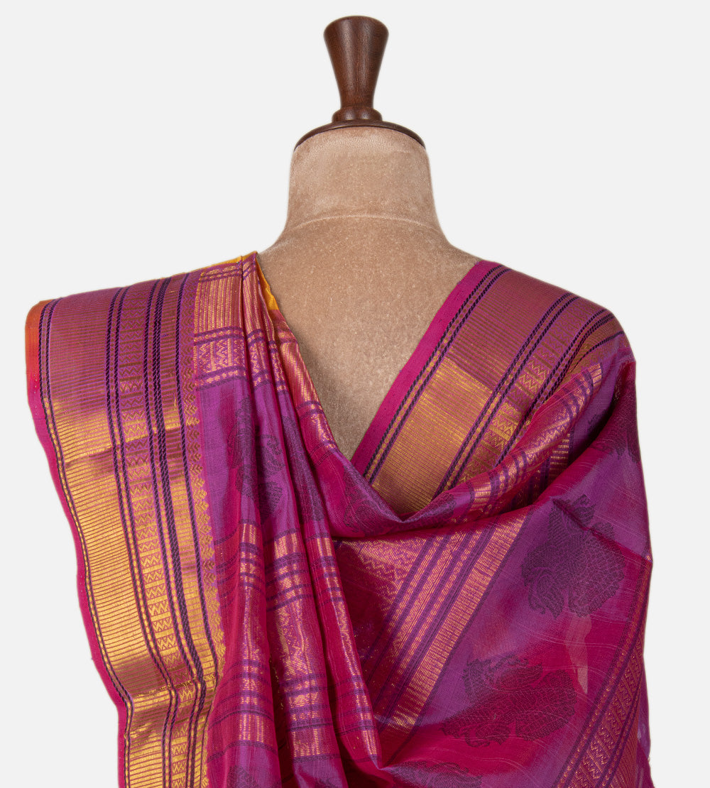 Yellow Cotton Silk Saree