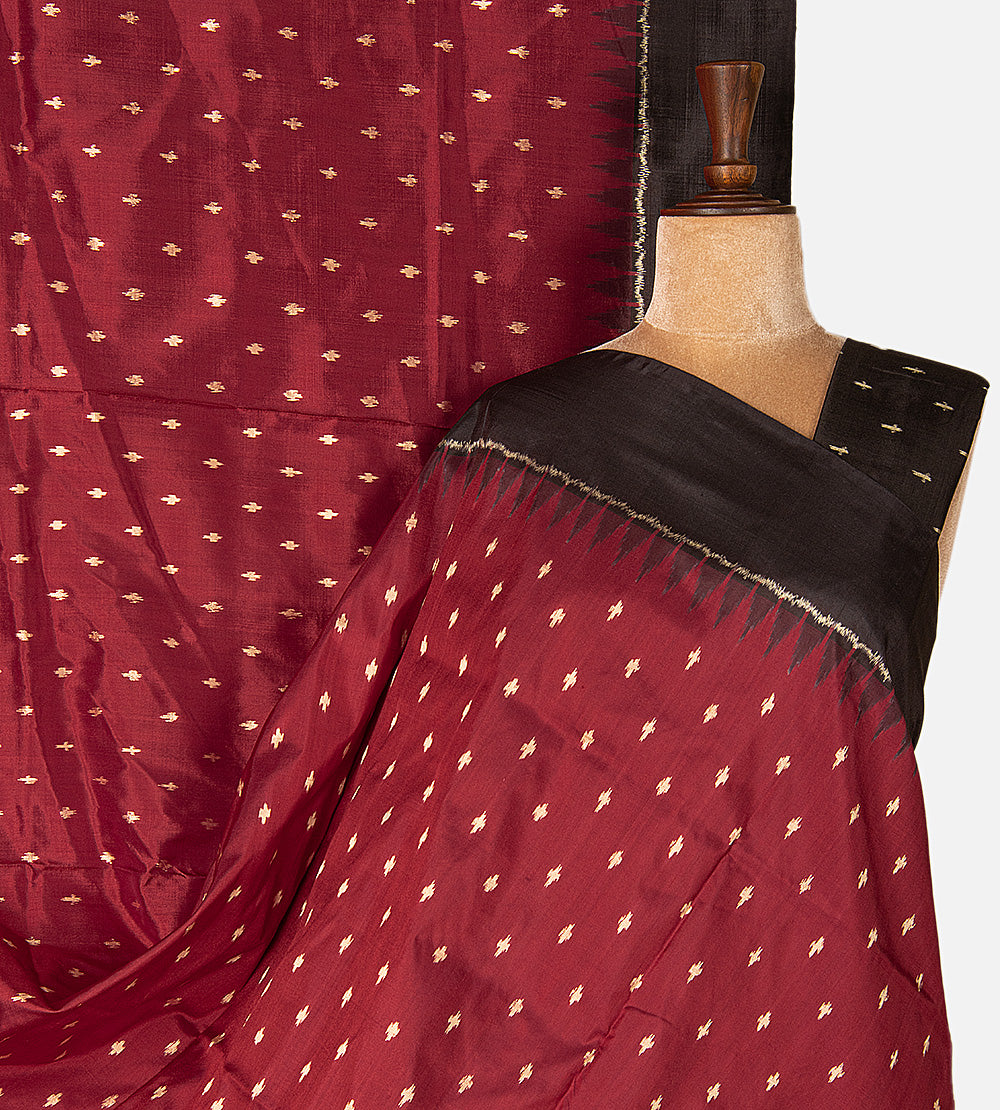 Maroon Ikkat Silk Saree