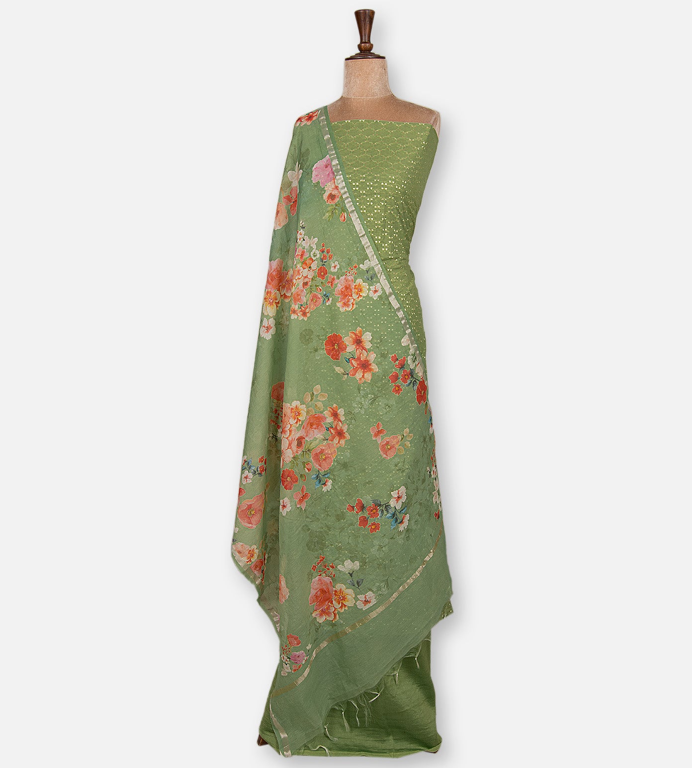 Green Banarasi Cotton Salwar