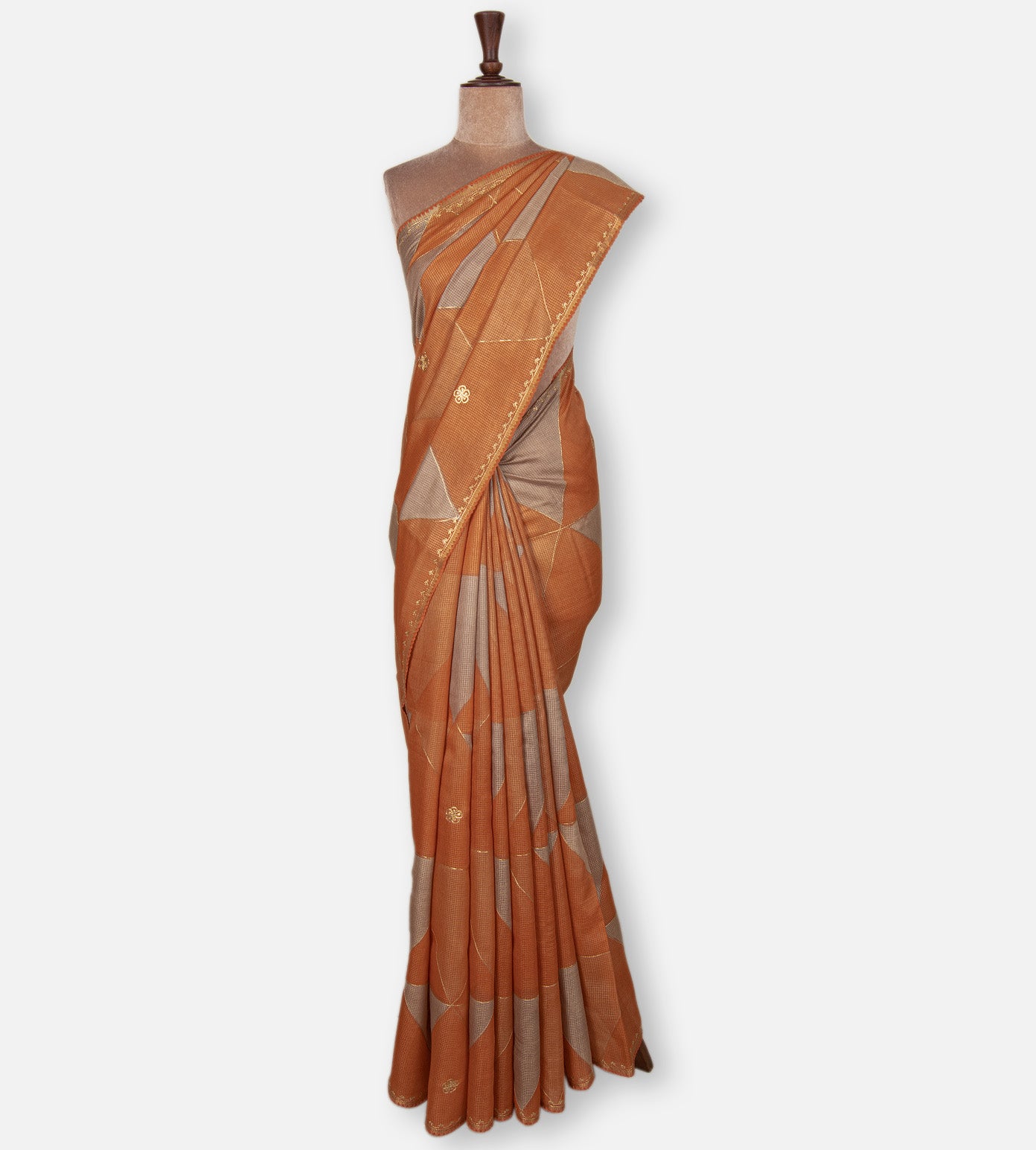 Peach and Beige Tussar Kota Saree