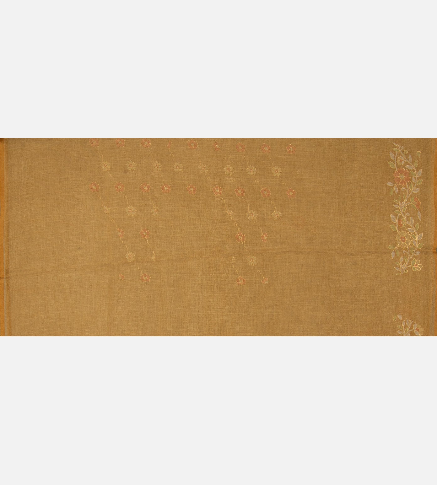 Golden Beige Linen Cotton Saree