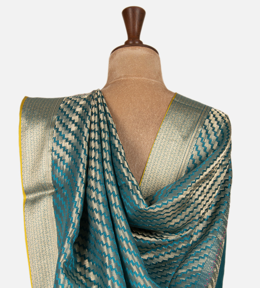 Blue Banarasi Crepe Saree