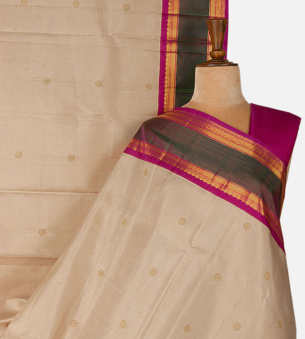 Light Beige Kanchipuram Silk Saree