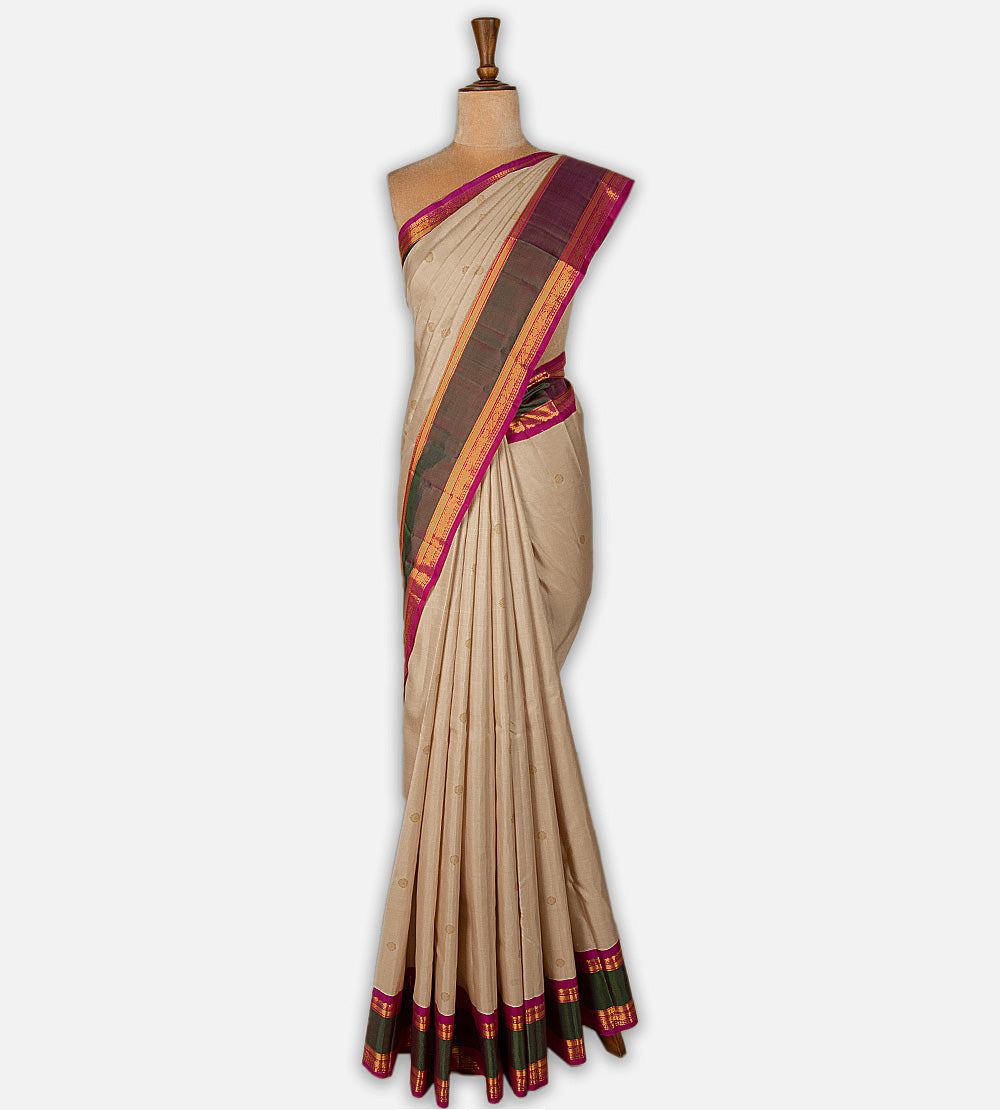 Light Beige Kanchipuram Silk Saree