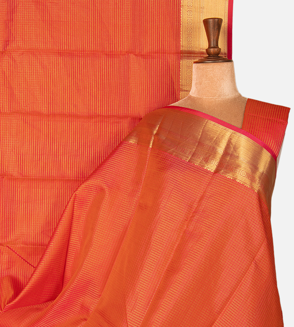 Coral-Orange Soft Silk Saree