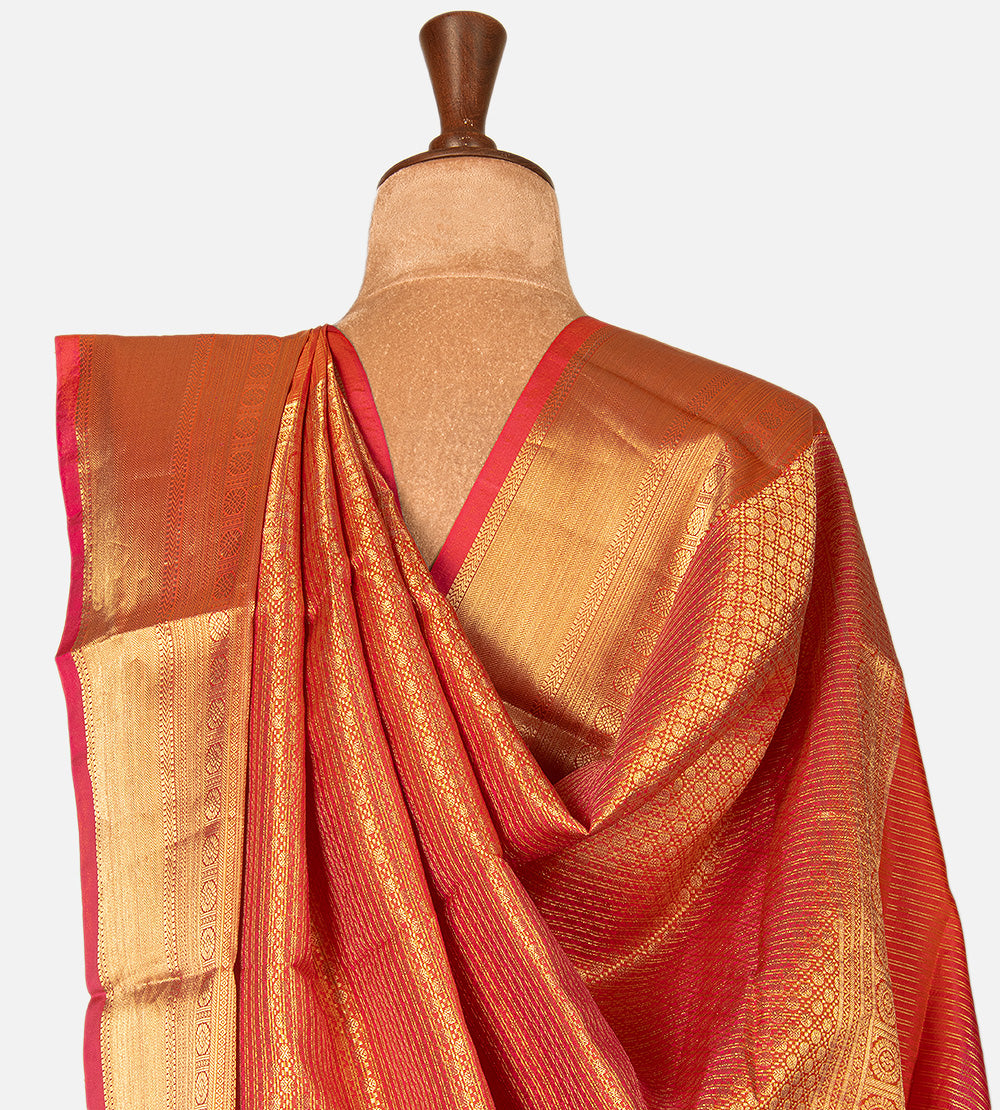 Coral-Orange Soft Silk Saree