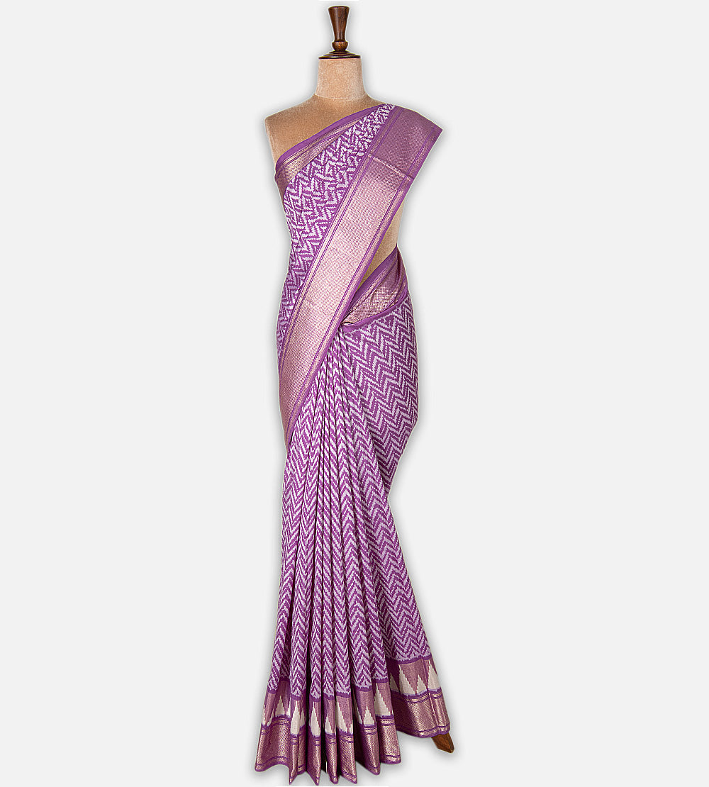 Lavender Ikkat Silk Saree
