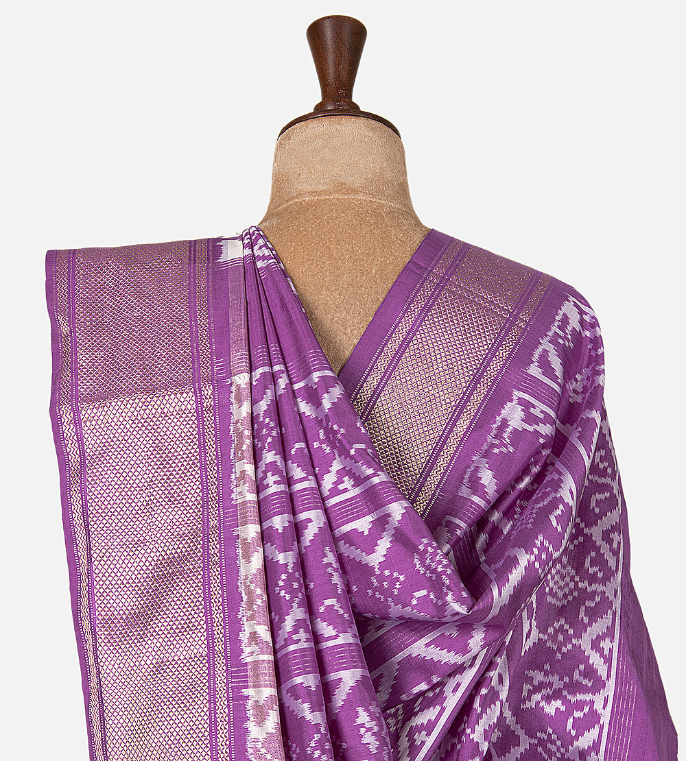 Lavender Ikkat Silk Saree