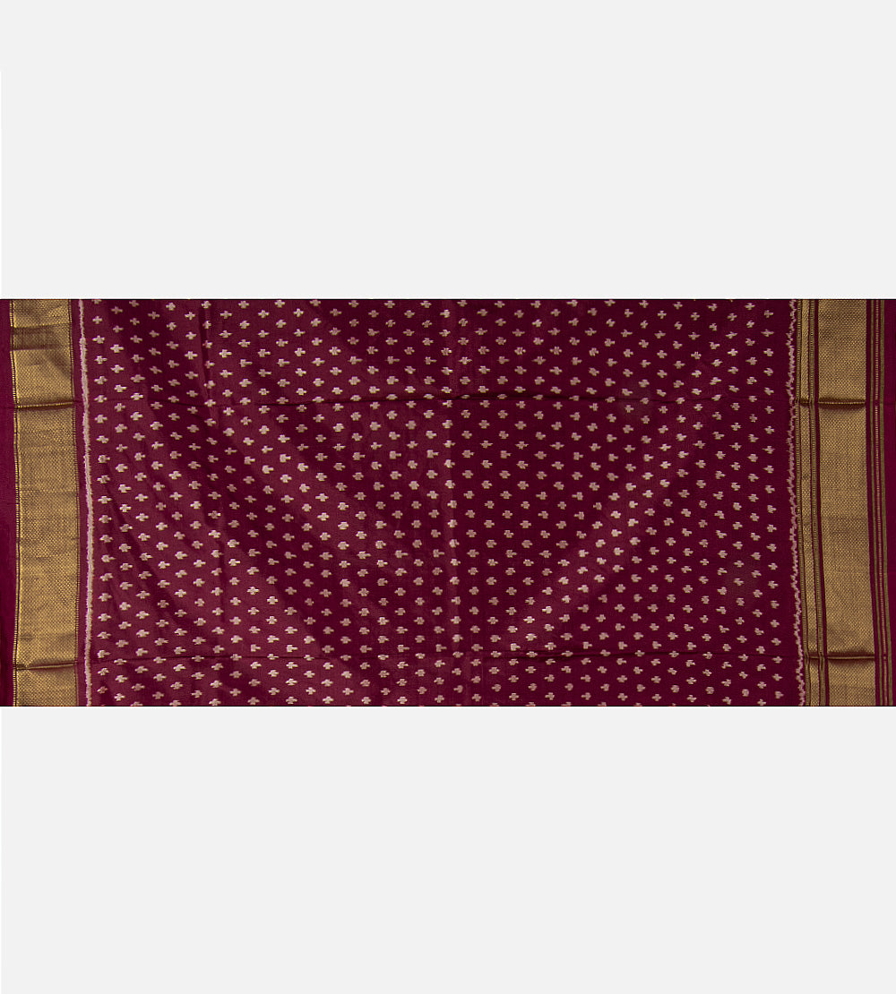 Rust Red Ikkat Silk Saree