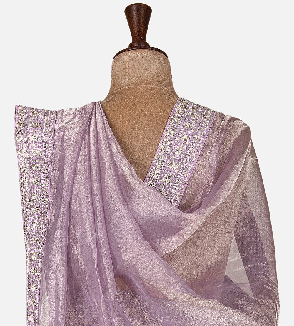 Lavender Tissue Organza Saree